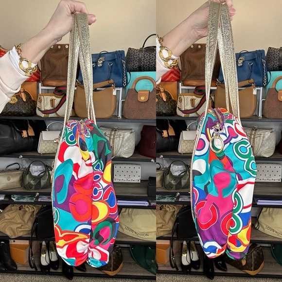 Coach Poppy Colorful Signature Tote with Gold Accents C0993-13839 - Picture 8 of 10